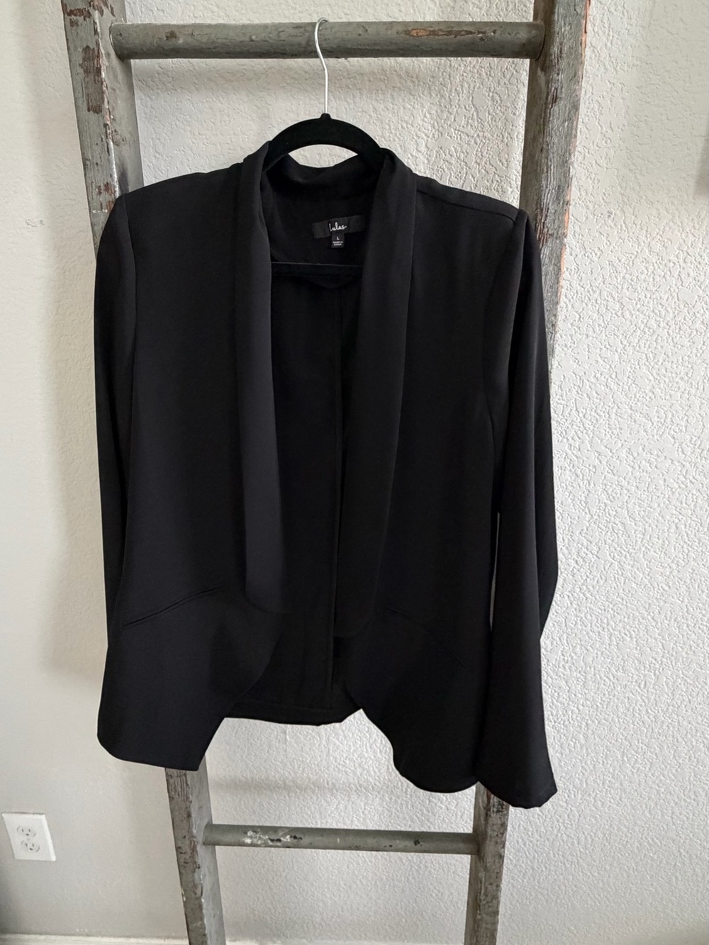 Lulu's Black Open-Front Draped Blazer Jacket